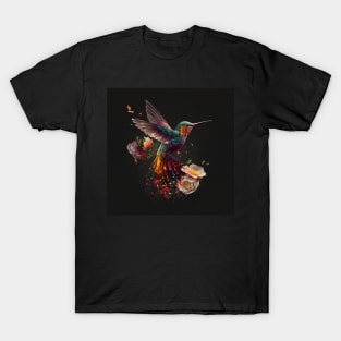 Hummingbird and Flower Burst T-Shirt